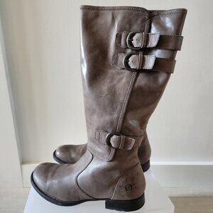 Born Attila, Grey/Taupe, Size 7.5, Knee-high - Moto, Biker, Riding Boots